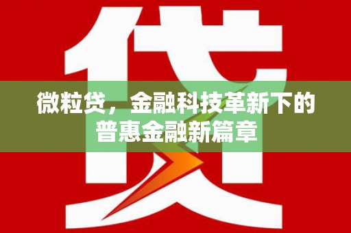 翁牛特旗微粒贷，金融科技革新下的普惠金融新篇章