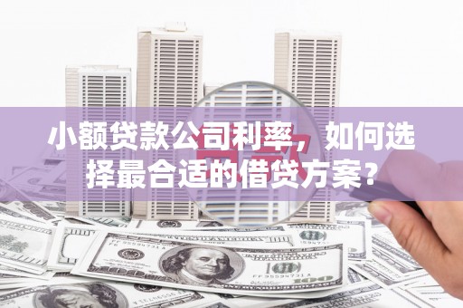 翁牛特旗小额贷款公司利率，如何选择最合适的借贷方案？