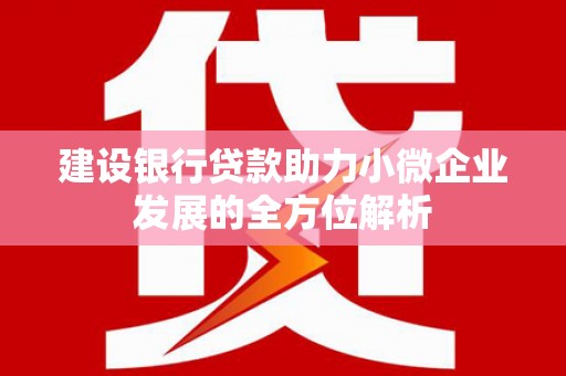 翁牛特旗建设银行贷款助力小微企业发展的全方位解析